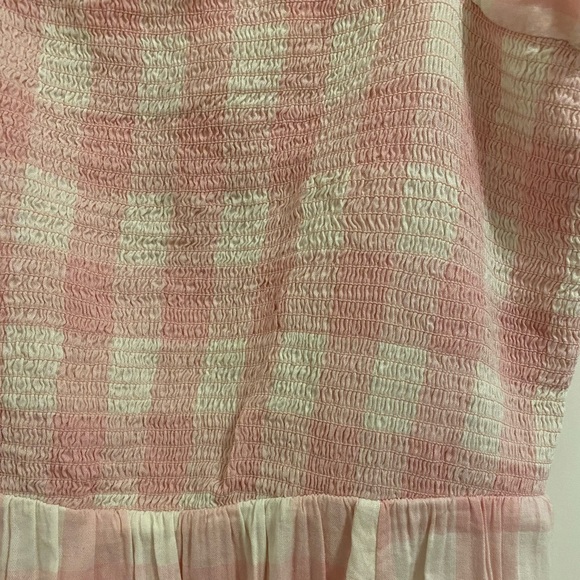 old navy pink and cream gingham ruffle dress - Picture 2 of 5